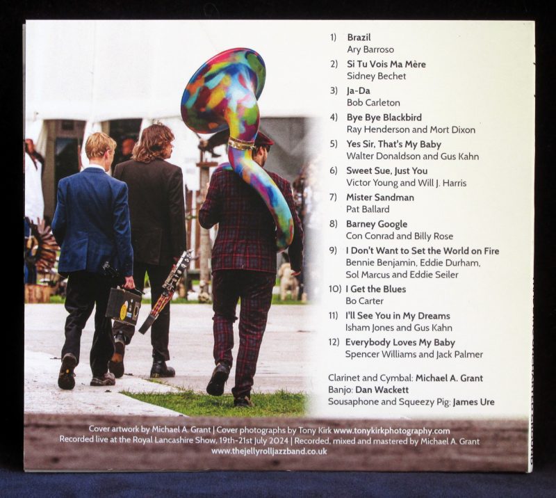 Back cover of 'Tradding Uncharted Ground' by The Jelly Roll Jazz Band (CD copy)